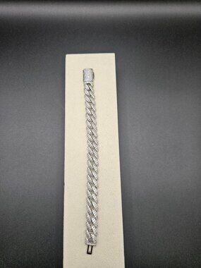 11mm Moissanite Cuban Link Bracelet 7 Inch Stainless Steel